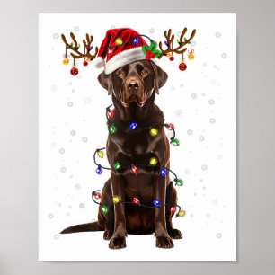Póster Chocolate Lab Labrador Christmas Tree Light Pajama