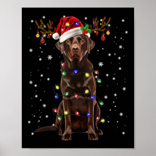 Póster Chocolate Lab Labrador Christmas Tree Light Pajama
