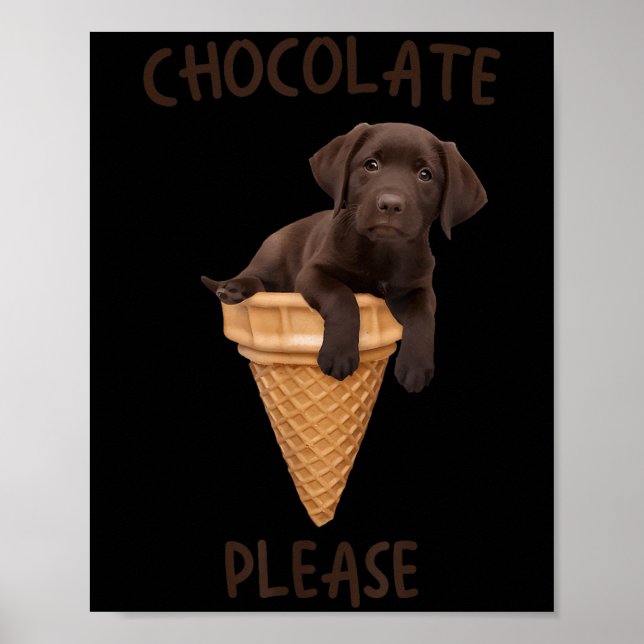 Póster Chocolate Lab Waffle Cone Ice Cream Cute Labrador (Frente)