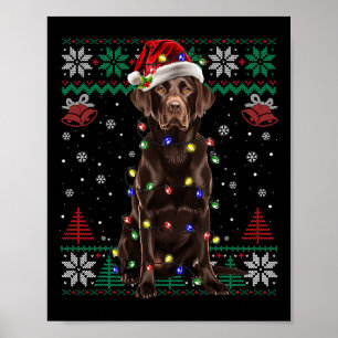 Póster Chocolate Labrador Navidades Santa Ugly Sweater Do