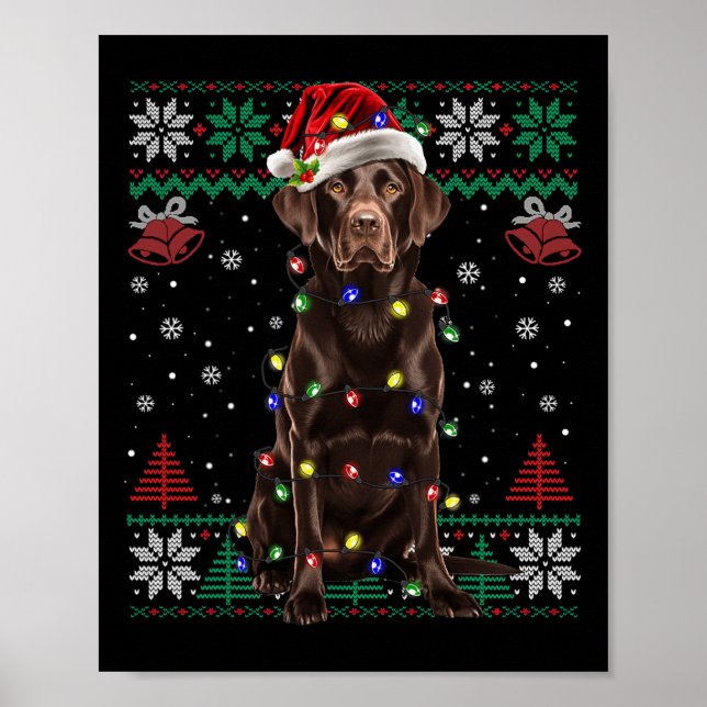Póster Chocolate Labrador Navidades Santa Ugly Sweater Do (Frente)