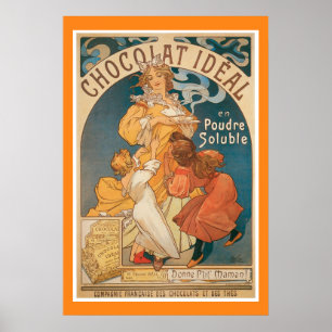 Póster Chocolate ~ Vintage Hot Chocolate Drink Ad Poster