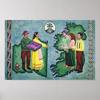 Póster Choctaw dando ayuda a los irlandeses