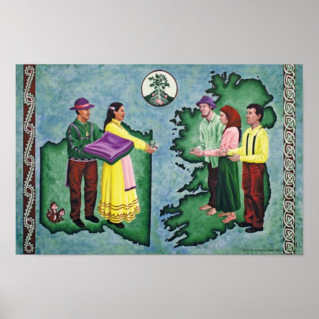 Póster Choctaw dando ayuda a los irlandeses (Frente)