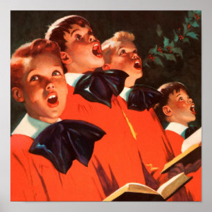 Póster Choir Boys Cantando Coro Holly Ivy Holiday Robes