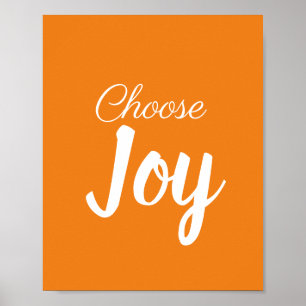 Póster Choose Joy Girly Pastel Orange and White Modern