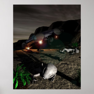 Póster Choque de OVNI Roswell en Poster nocturno