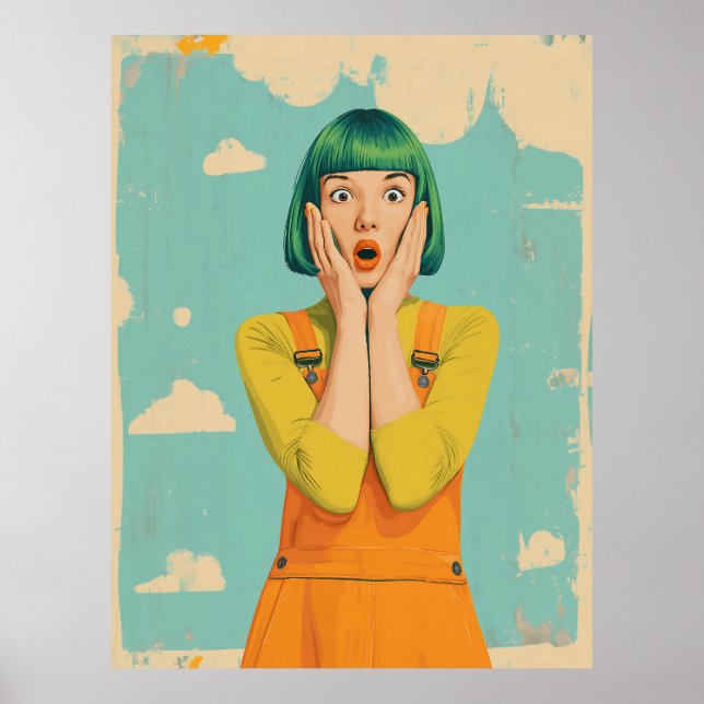 Póster Choque retro pop de color (Frente)