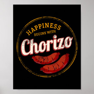 Póster Chorizo Retro Salchicha Vintage Bbq Gourmet Parril