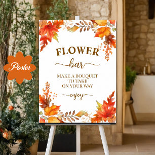 Póster Chorreo de flores Otoño Boho Floral Despedida de s
