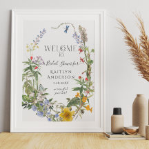 Chorro de Novia Floral Acuarela de Flores Silvestr