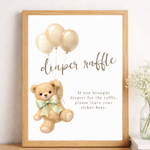Póster Chorro de Pañales para la Fiesta de Baby Shower "W
