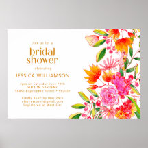 Chorro Nupcial Floral Acuarela Rosa Naranja Modern