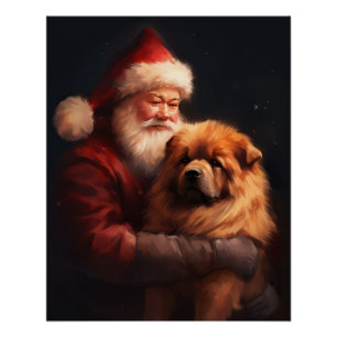 Póster Chow Chow Con Navidades Festividades De Santa Clau