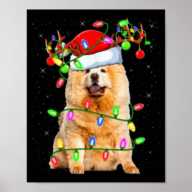 Póster Chow Chow Dog Lover Xmas Lighting Santa Chow Chow  (Frente)