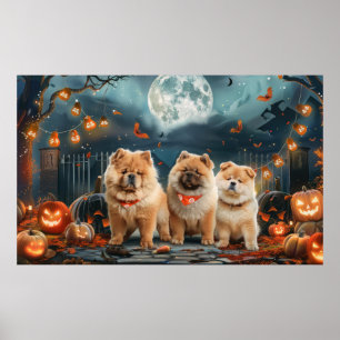 Póster Chow Chow Halloween Spooky