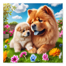 Chow Chow mamá y su cachorro