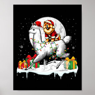Póster Chow de Santa Chow viajando en Navidad de Llama Hi