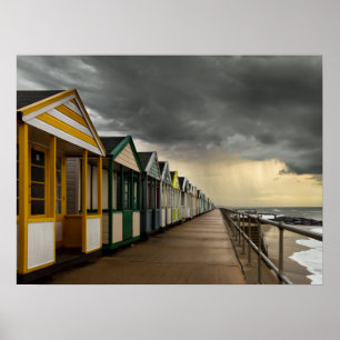 Póster Chozas de la playa en una tormenta el Southwold