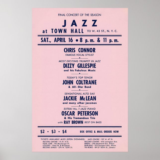 Póster Chris Connor - Dizzy Gillespie - John Coltrane (Frente)