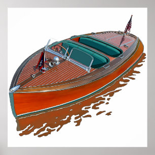 Póster Chris-Craft Barrel hacia atrás