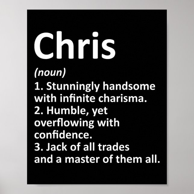 Póster Chris Definition Personalized Name Funny Cumpleaño (Frente)