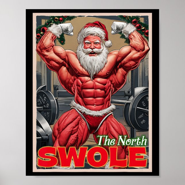 Póster Chris Funny Muscular Santa Flex (Frente)