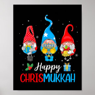 Póster Chrismukkah Gnomes Feliz Navidad Y Feliz Hanuk