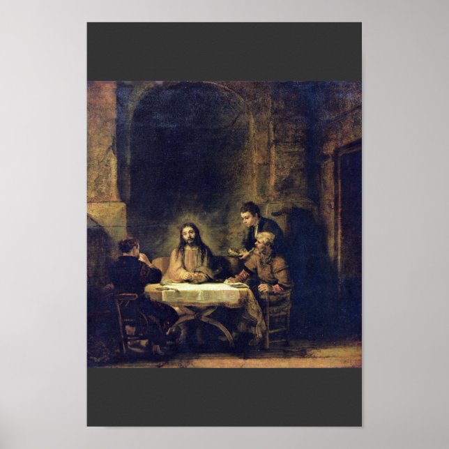 Póster Christ At Emmaus By Rembrandt Harmensz. Van Rijn (Frente)