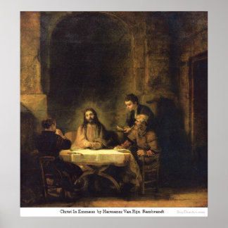 Póster Christ In Emmaus  by Harmensz Van Rijn Rembrandt