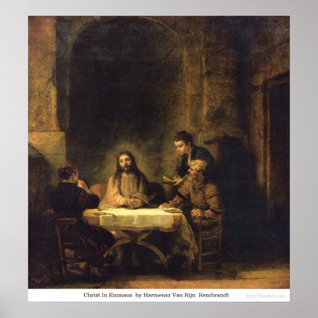 Póster Christ In Emmaus  by Harmensz Van Rijn Rembrandt (Frente)