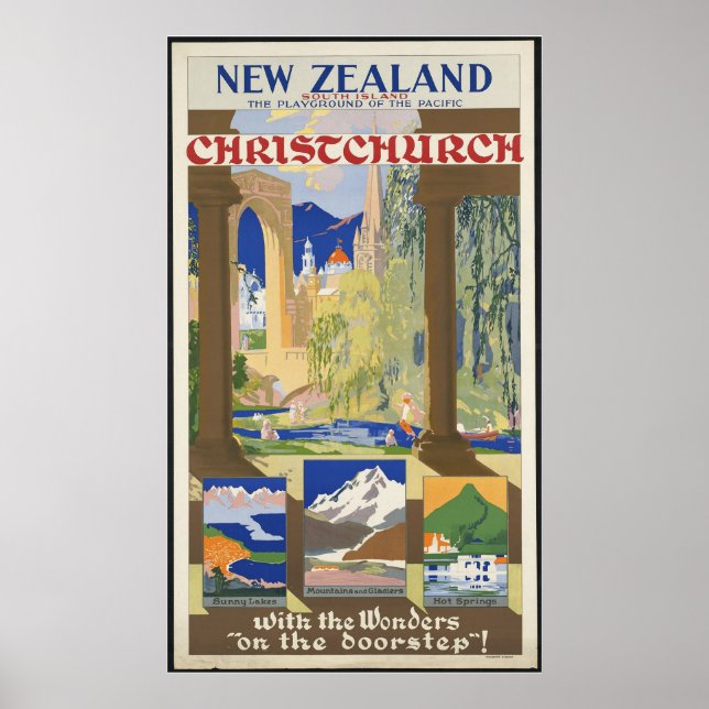 Póster Christchurch de Nueva Zelandia (Frente)