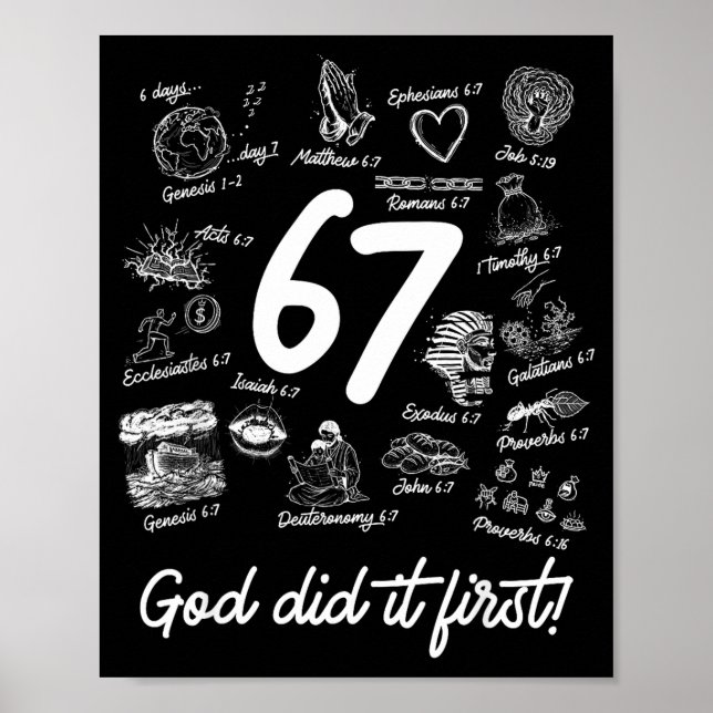 Póster Christian 6 7 Meme Six Seven 67 Bible Verse Script (Frente)