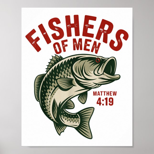Póster Christian Angler Fishers Of Men Matthew 4 19 Verse (Frente)