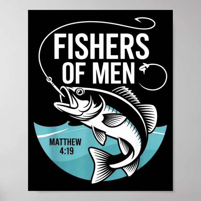 Póster Christian Angler Fishers Of Men Matthew 4 19 Verse (Frente)