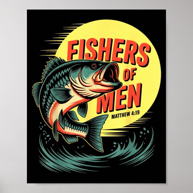 Póster Christian Angler Fishers Of Men Matthew 4 19 Verse (Frente)