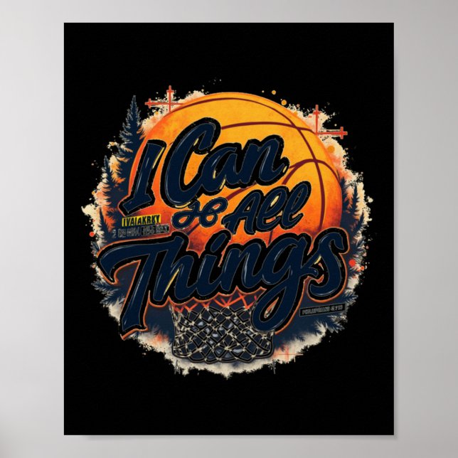 Póster Christian Basketball Faith Over Fear Philippians 4 (Frente)