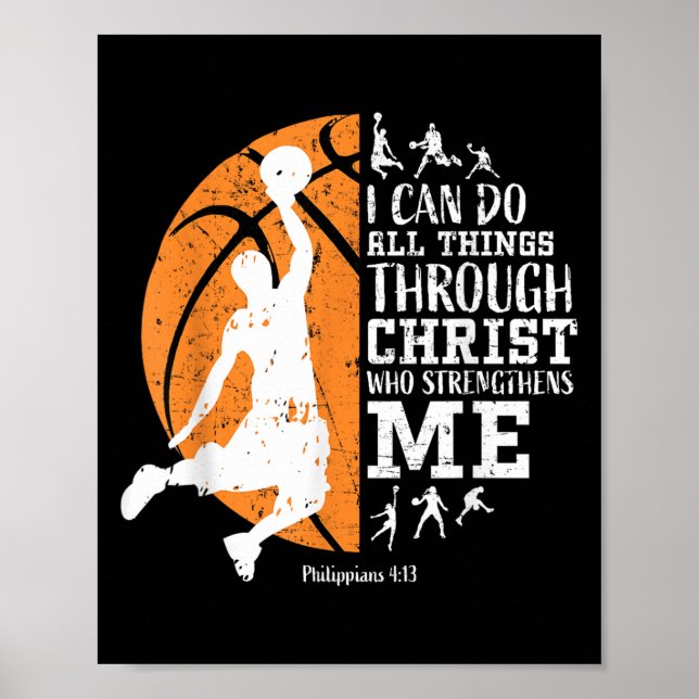 Póster Christian Basketball I Can Do All Things Through C (Frente)