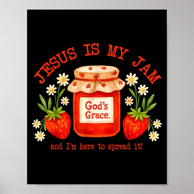 Póster Christian Bible Verse Faith Strawberry Jesus Is My (Frente)