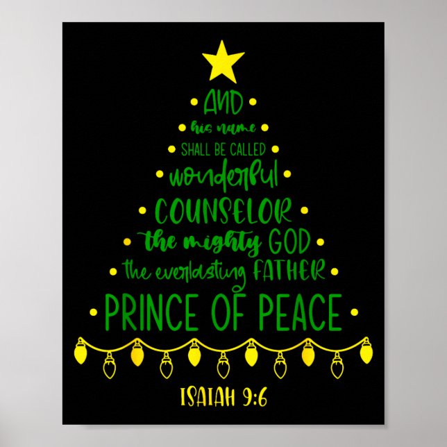 Póster Christian Christmas Jesus Bible Names Xmas Tree Sh (Frente)