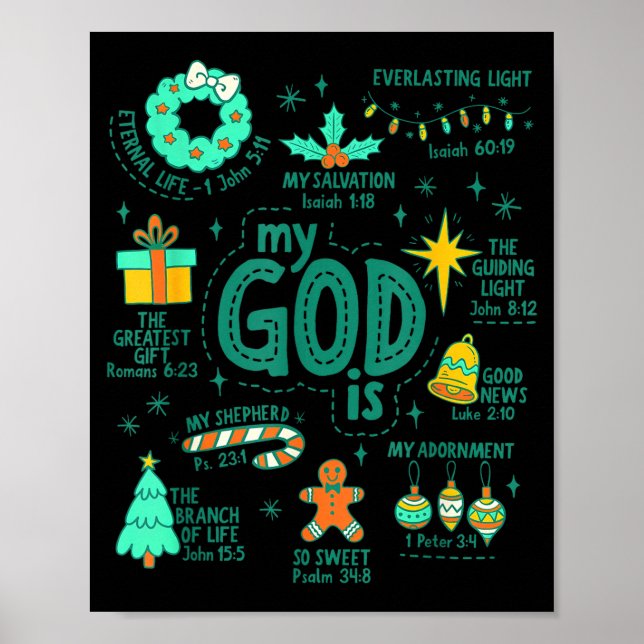 Póster Christian Christmas My God Is Jesus Is The Reason  (Frente)