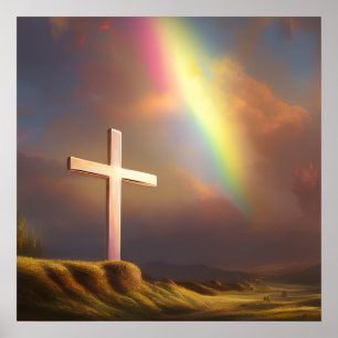 Póster Christian Cross & Rainbow