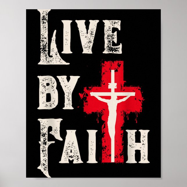 Póster Christian Cross Scripture Live By Faith  (Frente)
