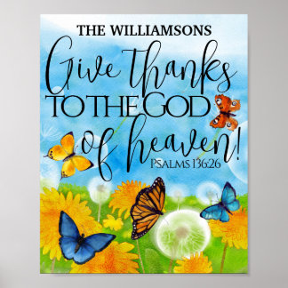 Póster Christian Cute Floral Regala Gracias Biblia Verso