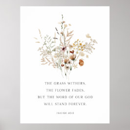 Póster Christian Floral Wall Art Isaiah 40:8 Poster