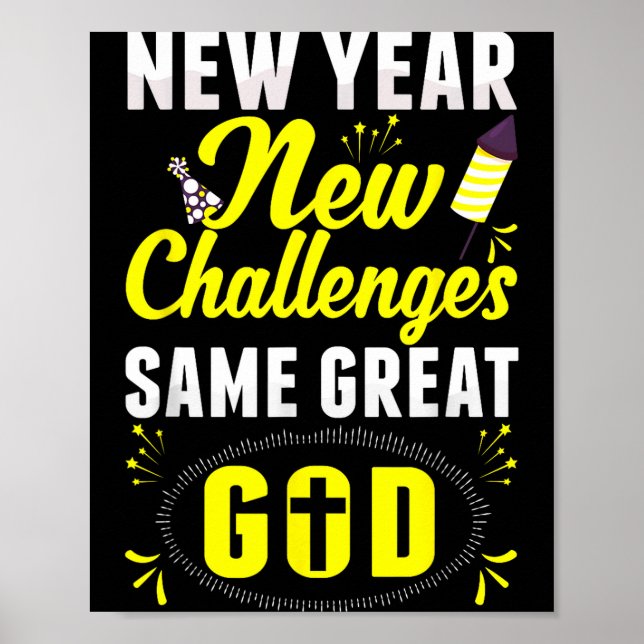 Póster Christian Happy New Year New Challenges Same Great (Frente)