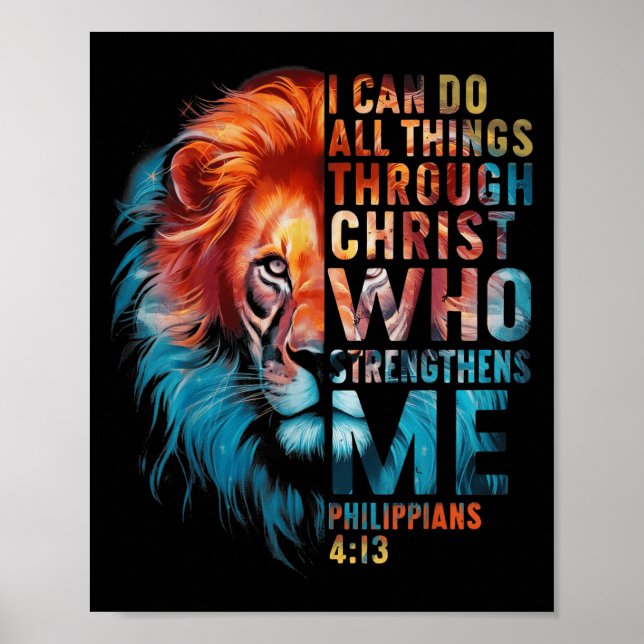 Póster Christian I Can Do All Thing Through Christ Lion F (Frente)