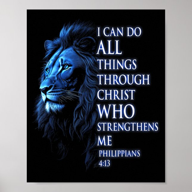 Póster Christian I Can Do All Things Through Christ Lion  (Frente)