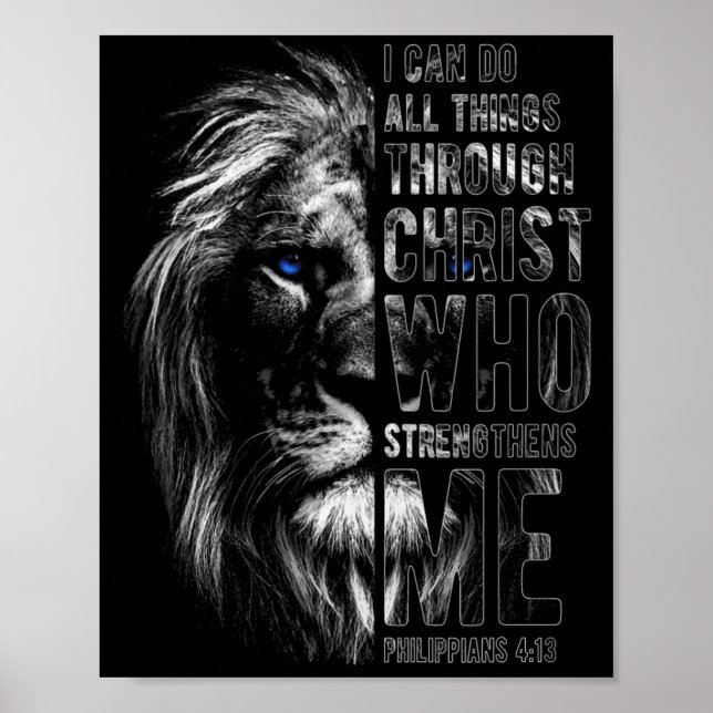 Póster Christian I Can Do All Things Through Christ Lion  (Frente)