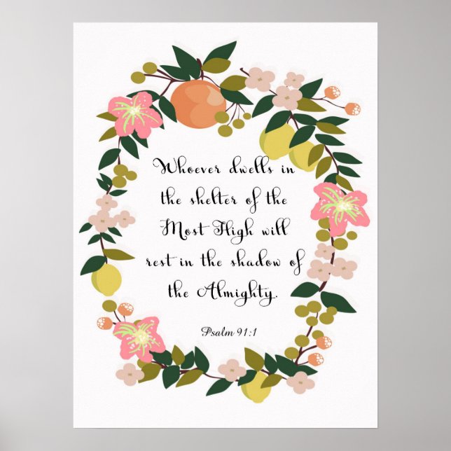 Póster Christian inspirational Art - Psalm 91:1 (Frente)